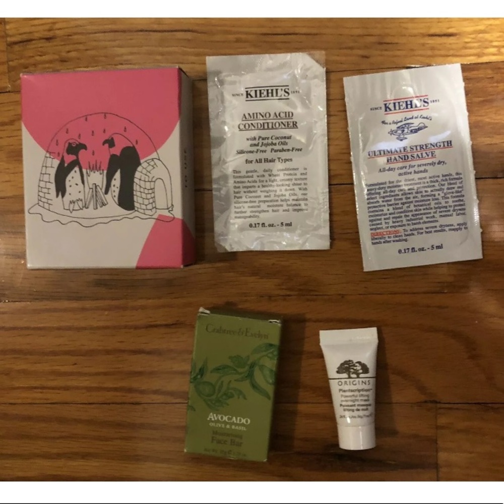 Lot of kiehl’s samples charcoal soap crabtree mask